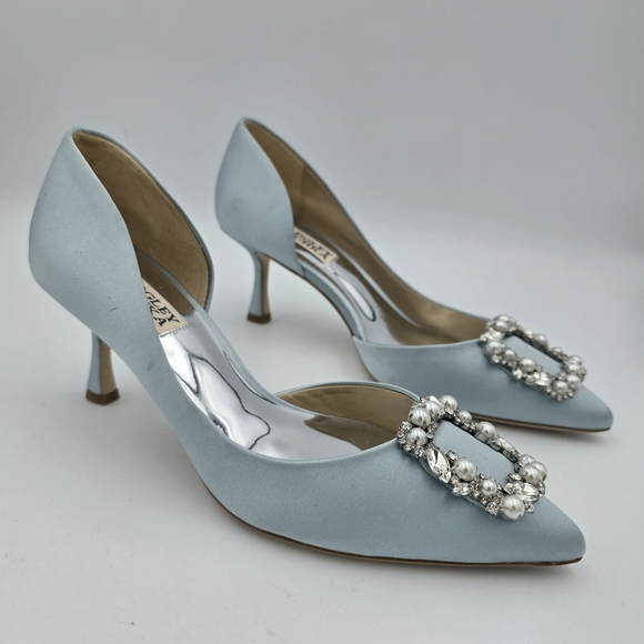Badgley Mischka Shoes - Badgley Mischka Fabia D’Orsay Pumps With Crystal Buckle, Mist Blue, Women's Sz 6